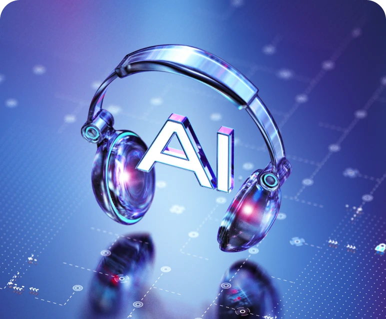 3D AI letters and headphones design